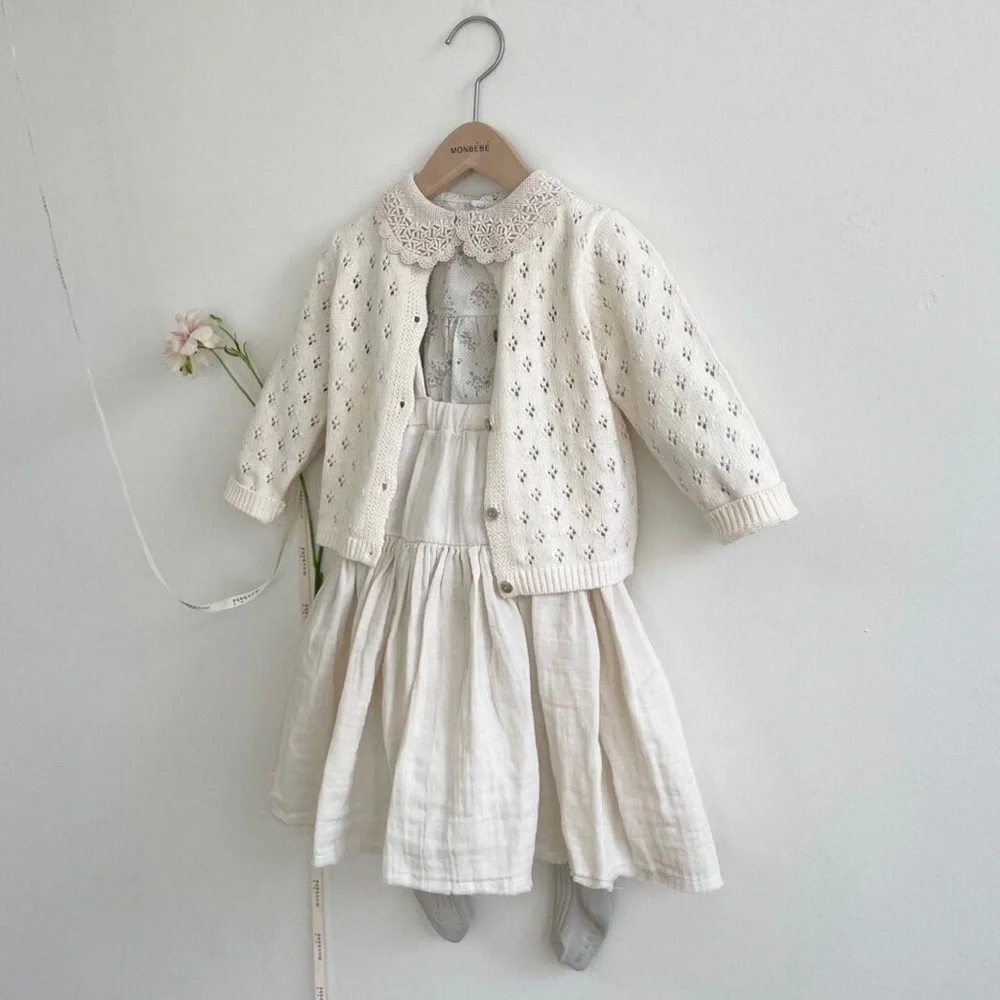 NWT Monbebe Gauzy Cotton Boho Neutral Can Can Wear 2 Ways Skirt Dress in Gray S